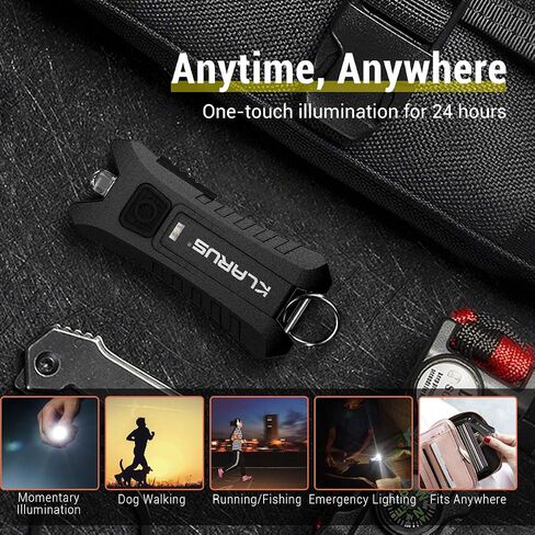 klarus Mi2 Mini LED Keychain Flashlights, Super Lightweight & Small Rechargeable 40 Lumens EDC Flash Light with Built-in Battery and USB Cable(Black) in Saudi Arabia