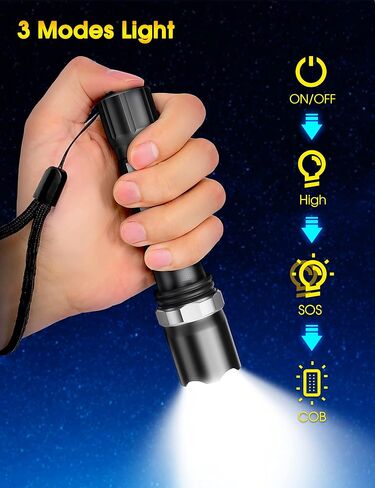 LED Flashlights【2 Pack】 Small and Extremely Bright Flash Light, Flashlights High Lumens Rechargeable, 3 Modes USB Charging Water Resistant Zoomable Mini Flashlight for Emergencies Camping Outdoor in Saudi Arabia