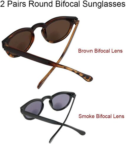 2 Pack Bifocal Sunglasses For Women,Vintage Round Shape Outdoor Sun Readers Glasses in Saudi Arabia