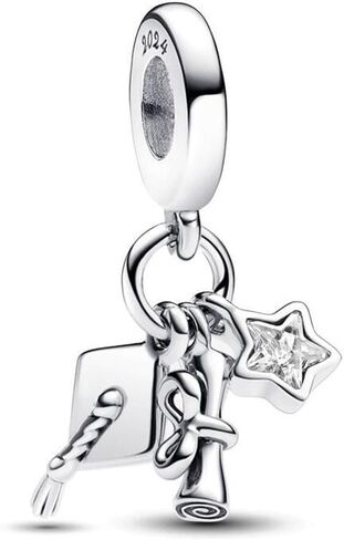 Rainbow Rose Butterfly Safety Chain Charm Bead Dangle Charms Necklace Bracelet 925 Sterling Silver with 5A Cubic Zirconia for Mother's Day Birthday Valentine's Day Jewelry Gifts for Women Girls in Saudi Arabia