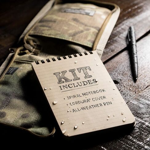 طقم دفتر ملاحظات علوي حلزوني مقاوم للطقس مقاس 4 × 6 بوصة من Rite in the Rain: غطاء قماش MultiCam CORDURA، دفتر ملاحظات بلون أسمر مقاس 4 × 6 بوصة، وقلم مقاوم للطقس (رقم 946M-KIT)، بيج in Saudi Arabia