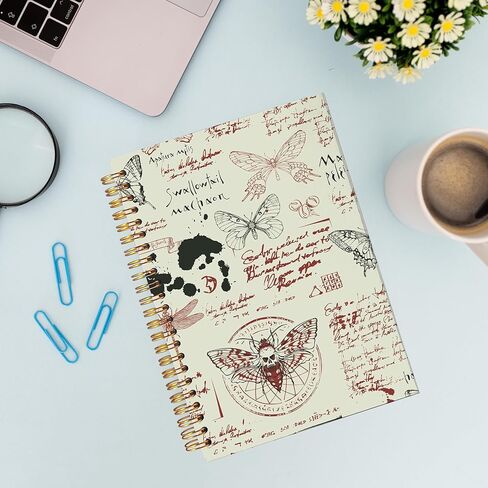 دفتر ملاحظات Moth Dead Head - دفتر جمجمة، مجلة قوطية قوطية، دفتر ساحرة، لوازم مكتب القوطي، دفتر ملاحظات حلزوني 5.5x8.3، دفاتر كتابة in Kuwait