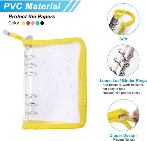 PATIKIL A7 Bling Clear Binder Cover, Soft PVC Loose Leaf Binder Protector Refillable Notebook Shell with Zipper for DIY Meeting Notebook Folder, Black in Saudi Arabia
