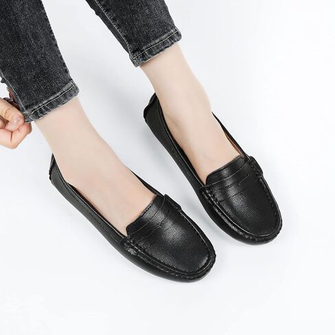 Women's Loafers Genuine Leather Loafers for Women Classic Penny Loafers for Women Fashion Driving Moccasins Women in Saudi Arabia