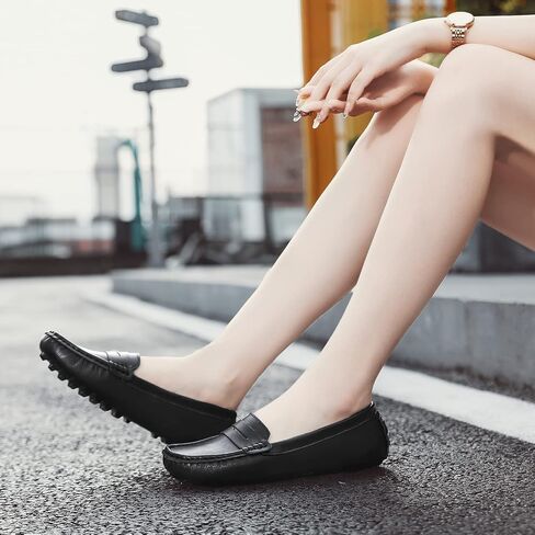 Women's Loafers Genuine Leather Loafers for Women Classic Penny Loafers for Women Fashion Driving Moccasins Women in Saudi Arabia