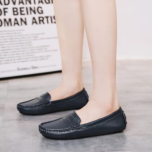 Women's Loafers Genuine Leather Loafers for Women Classic Penny Loafers for Women Fashion Driving Moccasins Women in Saudi Arabia