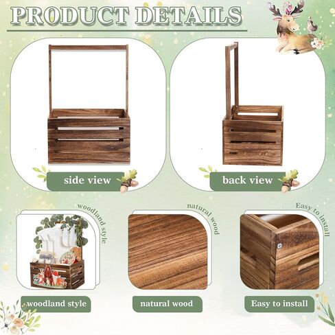 Woodland Animal Wooden Baby Shower Crate Closet, Baby Basket with Handle and Baby Announcement Sign Garland Letter, Woodland Animal Baby Shower Wooden Gift Crate for Pregnancy New Parent in Saudi Arabia