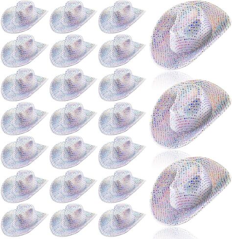 Sotiff 24 Pcs Mini Disco Cowboy Hat Western Cowboy Cowgirl Hat Light up Cute Doll Hat Neon Party Decor Doll Dollhouse Decor in Saudi Arabia
