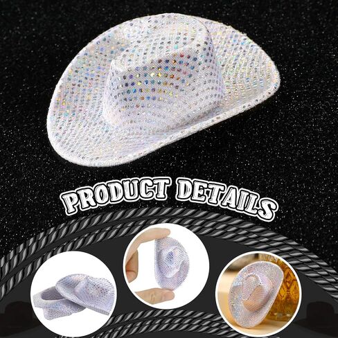 Sotiff 24 Pcs Mini Disco Cowboy Hat Western Cowboy Cowgirl Hat Light up Cute Doll Hat Neon Party Decor Doll Dollhouse Decor in Saudi Arabia