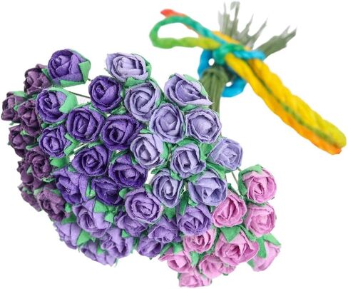 Artificial Roses, Artificial Flowers 50 Pcs Mulberry Paper Tiny Rose Artificial Mulberry Paper Rose Mulberry Paper Flowers Wedding Scrapbook DIY Craft Scrapbook Bouquet Craft Stem (Black Tone) in Saudi Arabia