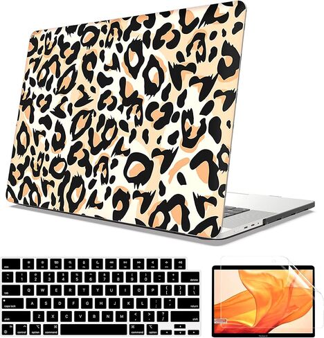 Compatible with MacBook Pro 14 inch Case 2021 2022 Release A2442,Plastic Hard Shell Case + Keyboard Cover + Screen Cover，for MacBook Pro 14.2 inch with M1 Pro/M1 Max & Touch ID,Leopard Print B in Saudi Arabia