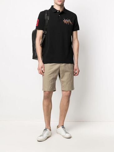 Polo Ralph Lauren Men's Custom Slim Fit Mesh Triple Pony Polo Shirt (Black, M) in Saudi Arabia