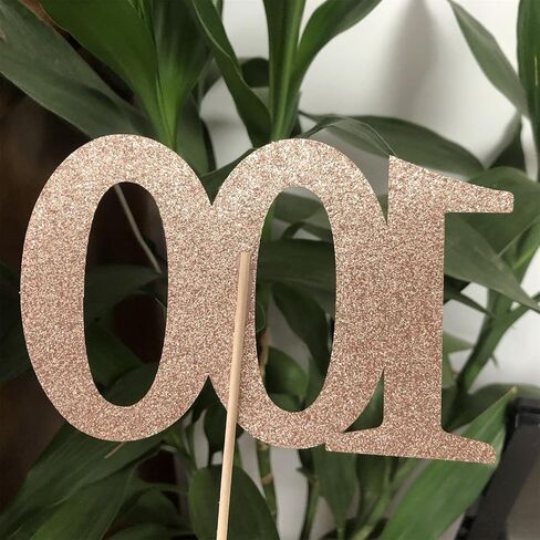 ALISSAR 10-Pack Double Sided Glitter Gold 100th Birthday Cake Topper, Table Topper Decorations for Party in Saudi Arabia