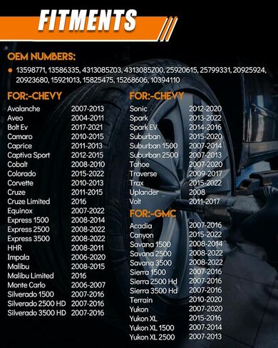13598771 مستشعر ضغط الإطارات مناسب لـ: -GMC Acadia Savana Sierra Yukon لـ: -Chevrolet Silverado Impala Tahoe Traverse Suburban لـ: -Buick Cadillac ATS CTS Lacrosse Enclave 315 ميجا هرتز (4 عبوات) in Saudi Arabia