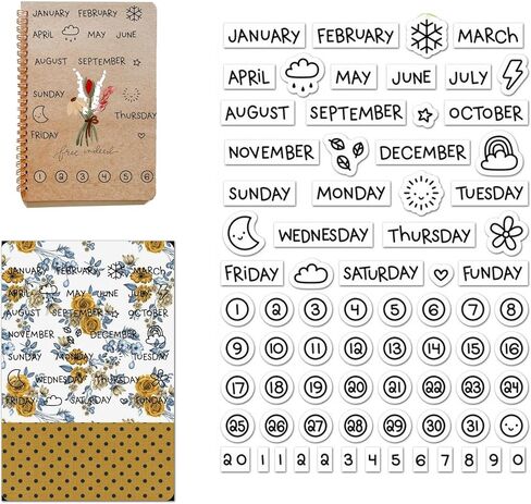 الطقس التقويم أسبوع شهر يناير ديسمبر الاثنين الأحد أرقام واضحة طوابع لصنع بطاقة الديكور و DIY سكرابوكينغ Stamps S3 in Kuwait