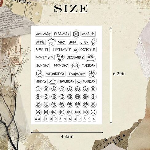 الطقس التقويم أسبوع شهر يناير ديسمبر الاثنين الأحد أرقام واضحة طوابع لصنع بطاقة الديكور و DIY سكرابوكينغ Stamps S3 in Kuwait