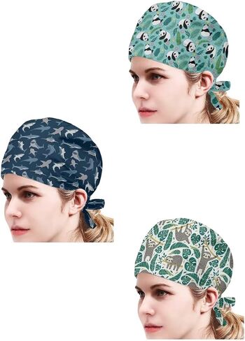 Babrukda 3 Pack Set Cap with Sweatband Adjustable Tie Back Hat Headgear Beanie Turban Hat in Saudi Arabia