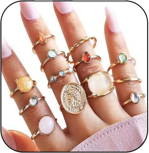 CSIYANJRY99 Gold Bohemian Knuckle Ring Set for Women Girls, Vintage Stacked Delicate Knuckle Finger Gold Jewelry Set With Star-moon Butterfly and Sparkling Crystal Rhinestone Ring in Saudi Arabia
