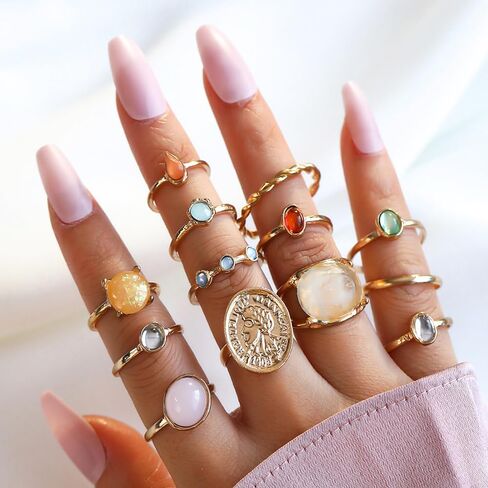 CSIYANJRY99 Gold Bohemian Knuckle Ring Set for Women Girls, Vintage Stacked Delicate Knuckle Finger Gold Jewelry Set With Star-moon Butterfly and Sparkling Crystal Rhinestone Ring in Saudi Arabia