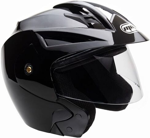 MMG (Model 20) Motorcycle Open Face Helmet DOT Street Legal - Flip Up Clear Visor (M, Shiny Blue) in Saudi Arabia