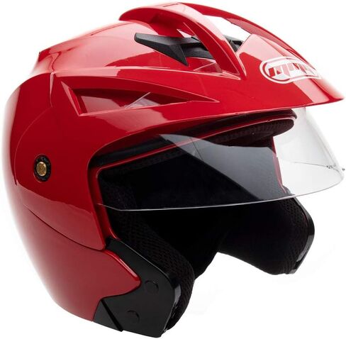 MMG (Model 20) Motorcycle Open Face Helmet DOT Street Legal - Flip Up Clear Visor (M, Shiny Blue) in Saudi Arabia