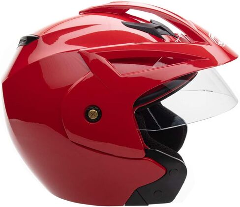 MMG (Model 20) Motorcycle Open Face Helmet DOT Street Legal - Flip Up Clear Visor (M, Shiny Blue) in Saudi Arabia