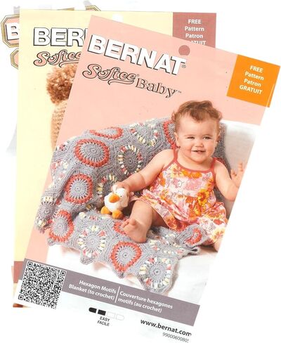 Bernat Softee Baby Yarn 3 Pack Bundle Includes 3 Patterns DK Light Worsted #3 (Blue Flannel) in Saudi Arabia