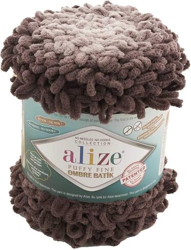 Alize Puffy Fine Ombre Batik Baby Blanket Yarn Lot of 1skn 500gr 87yds Micropolyester Soft Yarn Looped Yarn for Finger Knitting No Hook No Needle (7262) in Saudi Arabia