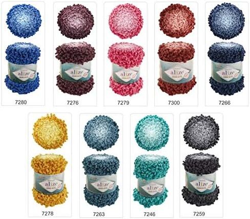 Alize Puffy Fine Ombre Batik Baby Blanket Yarn Lot of 1skn 500gr 87yds Micropolyester Soft Yarn Looped Yarn for Finger Knitting No Hook No Needle (7262) in Saudi Arabia