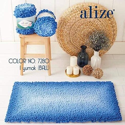 Alize Puffy Fine Ombre Batik Baby Blanket Yarn Lot of 1skn 500gr 87yds Micropolyester Soft Yarn Looped Yarn for Finger Knitting No Hook No Needle (7262) in Saudi Arabia