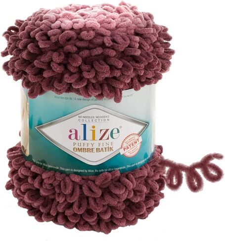 غزل بطانية أطفال Alize Puffy Fine Ombre Batik مجموعة من 1skn 500gr 87yds غزل ناعم من البوليستر الدقيق لحياكة الأصابع بدون خطاف ولا إبرة (7276) in Saudi Arabia