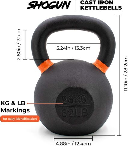 Shogun Cast Iron Kettlebell with LB and KG Markings - Premium Quality Kettlebells Constructed from Cast Iron- Enhance Your Strength Training with this Versatile and Reliable Kettlebell in Saudi Arabia