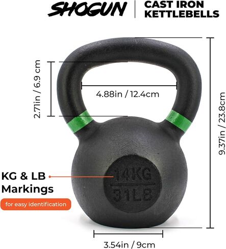 Shogun Cast Iron Kettlebell with LB and KG Markings - Premium Quality Kettlebells Constructed from Cast Iron- Enhance Your Strength Training with this Versatile and Reliable Kettlebell in Saudi Arabia