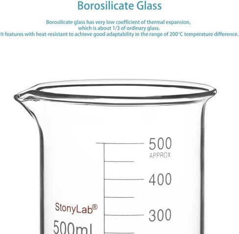 stonylab Glass Beaker, 1 Pack Borosilicate Glass Graduated Low Form Griffin Beaker with Pouring Spout Lab Beaker, 5000 ml in Saudi Arabia