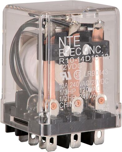 NTE Electronics R10-14D10-12 Series R10 مرحل تيار متردد للأغراض العامة، ترتيب اتصال 3PDT-NO، 10 أمبير، 12 فولت تيار مستمر in Saudi Arabia