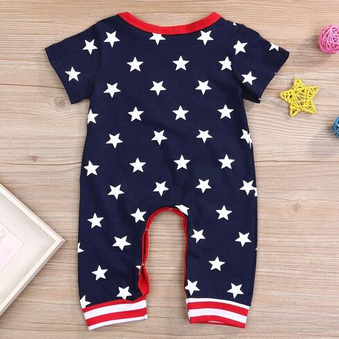 MAMAMI 4th Of July Romper Newborn Baby Girls Boys American Flag Bodysuit Summer Outfits 0-18M in Kuwait