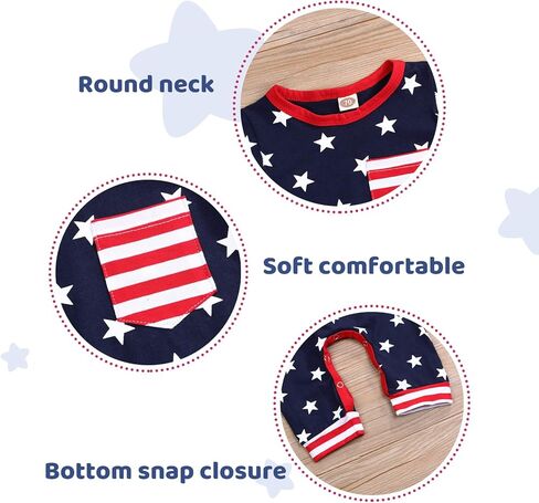 MAMAMI 4th Of July Romper Newborn Baby Girls Boys American Flag Bodysuit Summer Outfits 0-18M in Kuwait
