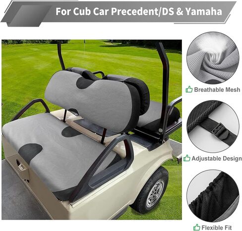 Golf Cart Seat Cover, Front Seat and Rear Set Cover, Universal Golf Cart Seat Cover Kit Fit for 4/2+2 Passengers Golf Cart EZGO TXT RXV Club Car Yamaha, Breathable Washable Easy Install in Saudi Arabia