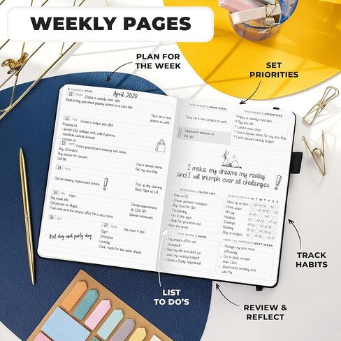 Clever Fox Planner Premium Edition – Undated Luxurious Weekly & Monthly Planner to Increase Productivity and Hit Your Goals – Organizer – Start Anytime, A5, Lasts 1 Year, Black (Weekly) in Saudi Arabia