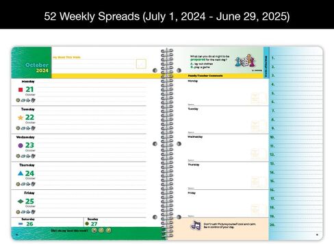 مخطط طلاب المرحلة الابتدائية مؤرخ 2024-2025 للعام الدراسي الأكاديمي، دفتر تاريخ كبير (8.5 بوصة × 11 بوصة) مع غطاء كتلة أساسي كلاسيكي in Kuwait