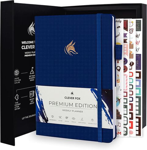 Clever Fox Planner Premium Edition – Undated Luxurious Weekly & Monthly Planner to Increase Productivity and Hit Your Goals – Organizer – Start Anytime, A5, Lasts 1 Year, Black (Weekly) in Saudi Arabia