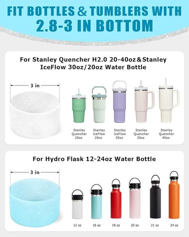 عبوتان من الأغطية السفلية للأحذية المصنوعة من السيليكون اللامعة لكأس Stanley Quencher H2.0 سعة 20-40 أونصة، وستانلي IceFlow Flip 20 أونصة 30 أونصة، وقارورة مياه مائية 12-24 أونصة (فضي شفاف) in Kuwait