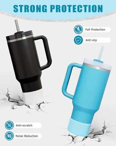 عبوتان من الأغطية السفلية للأحذية المصنوعة من السيليكون اللامعة لكأس Stanley Quencher H2.0 سعة 20-40 أونصة، وستانلي IceFlow Flip 20 أونصة 30 أونصة، وقارورة مياه مائية 12-24 أونصة (فضي شفاف) in Kuwait