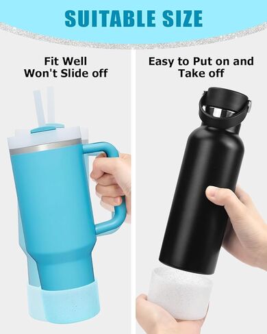 عبوتان من الأغطية السفلية للأحذية المصنوعة من السيليكون اللامعة لكأس Stanley Quencher H2.0 سعة 20-40 أونصة، وستانلي IceFlow Flip 20 أونصة 30 أونصة، وقارورة مياه مائية 12-24 أونصة (فضي شفاف) in Kuwait