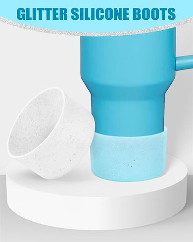 عبوتان من الأغطية السفلية للأحذية المصنوعة من السيليكون اللامعة لكأس Stanley Quencher H2.0 سعة 20-40 أونصة، وستانلي IceFlow Flip 20 أونصة 30 أونصة، وقارورة مياه مائية 12-24 أونصة (فضي شفاف) in Kuwait