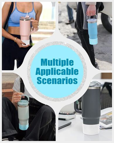 عبوتان من الأغطية السفلية للأحذية المصنوعة من السيليكون اللامعة لكأس Stanley Quencher H2.0 سعة 20-40 أونصة، وستانلي IceFlow Flip 20 أونصة 30 أونصة، وقارورة مياه مائية 12-24 أونصة (فضي شفاف) in Kuwait