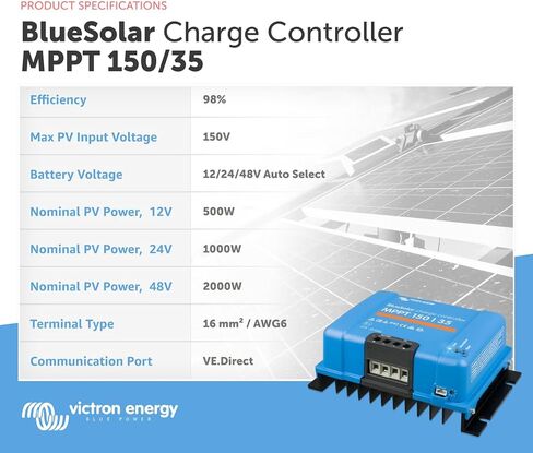 Victron Energy BlueSolar MPPT Solar Charge Controller - Charge Controllers for Solar Panels - 150V, 35 amp, 12/24/36/48-Volt in Saudi Arabia