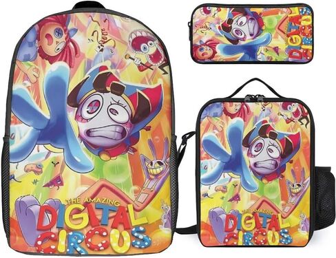 Cute Circus Backpack Pencil Case Lunch Bag 3 Piece Set Cartoon Toddler Backpack 17" Amazing Leisure Travel Bag for Boys Girls (Style2) in Saudi Arabia