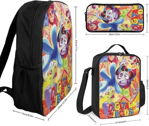 Cute Circus Backpack Pencil Case Lunch Bag 3 Piece Set Cartoon Toddler Backpack 17" Amazing Leisure Travel Bag for Boys Girls (Style2) in Saudi Arabia