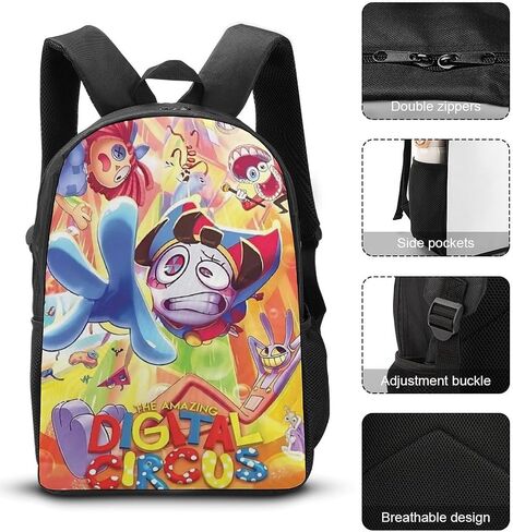 Cute Circus Backpack Pencil Case Lunch Bag 3 Piece Set Cartoon Toddler Backpack 17" Amazing Leisure Travel Bag for Boys Girls (Style2) in Saudi Arabia